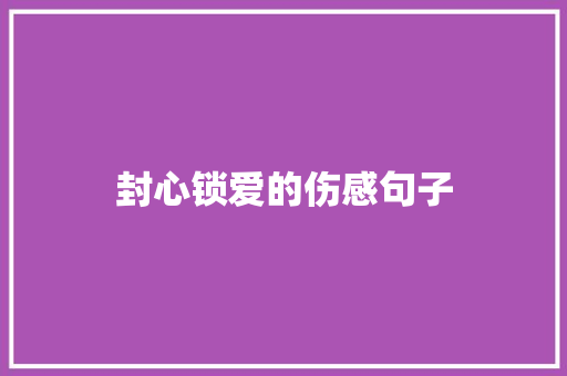 封心锁爱的伤感句子