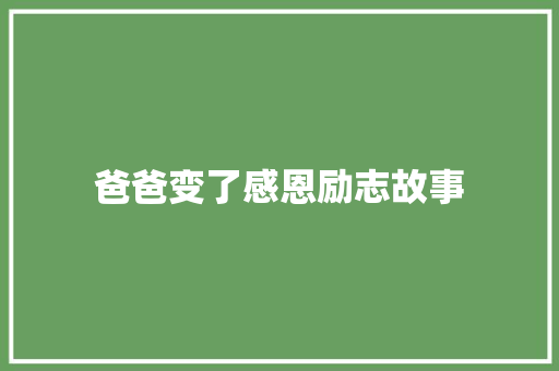 爸爸变了感恩励志故事