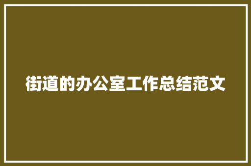 街道的办公室工作总结范文