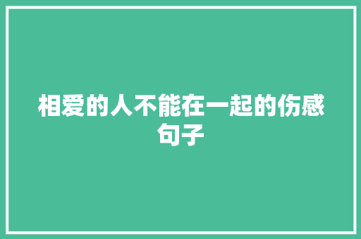 相爱的人不能在一起的伤感句子