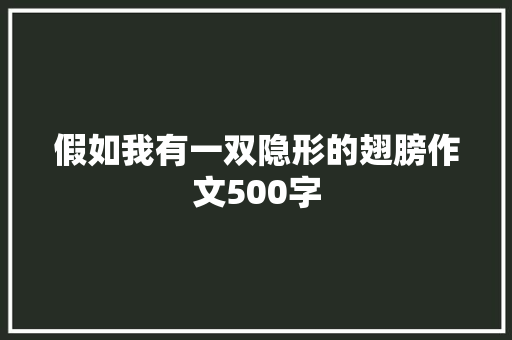 假如我有一双隐形的翅膀作文500字