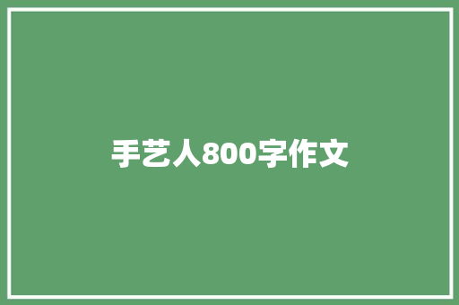 手艺人800字作文