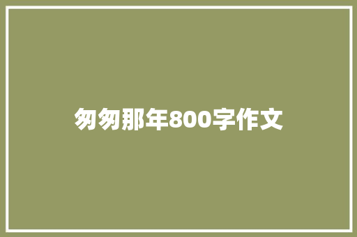 匆匆那年800字作文