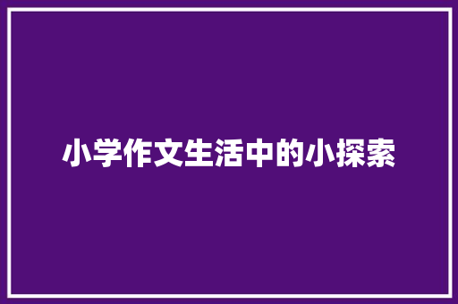 小学作文生活中的小探索