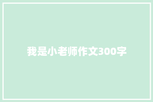 我是小老师作文300字