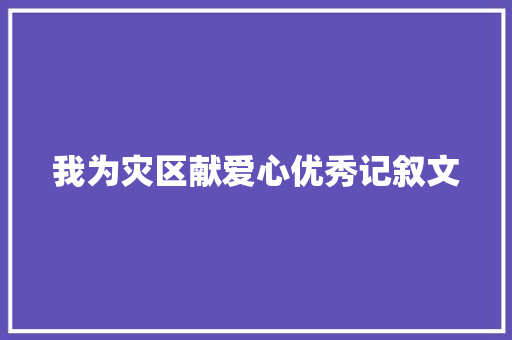 我为灾区献爱心优秀记叙文