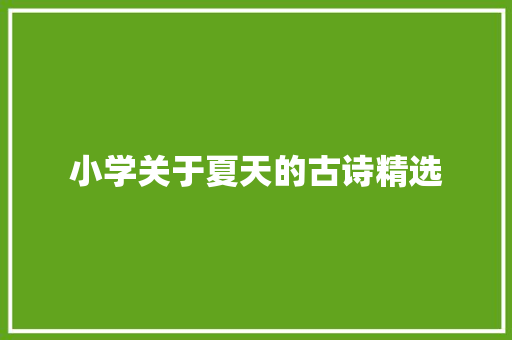 小学关于夏天的古诗精选