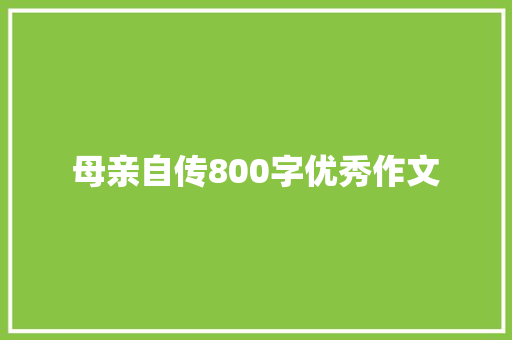 母亲自传800字优秀作文