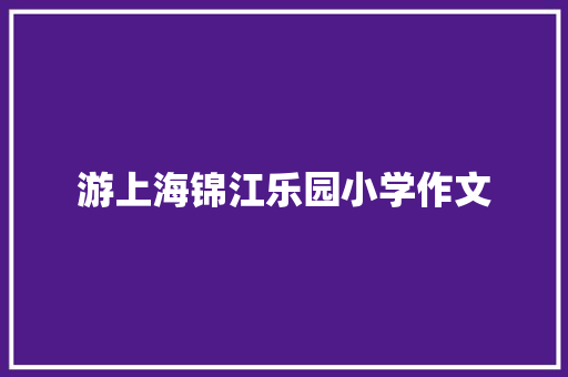 游上海锦江乐园小学作文