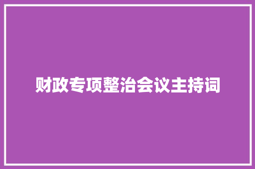 财政专项整治会议主持词