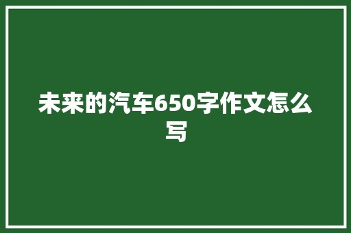 未来的汽车650字作文怎么写 生活范文