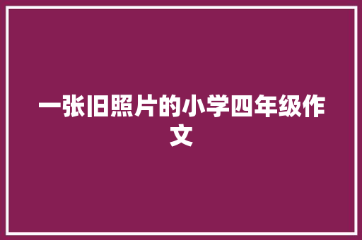 一张旧照片的小学四年级作文