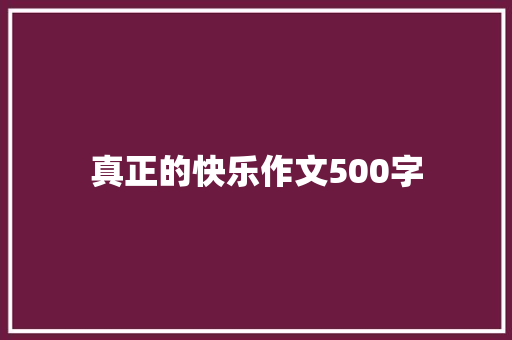 真正的快乐作文500字