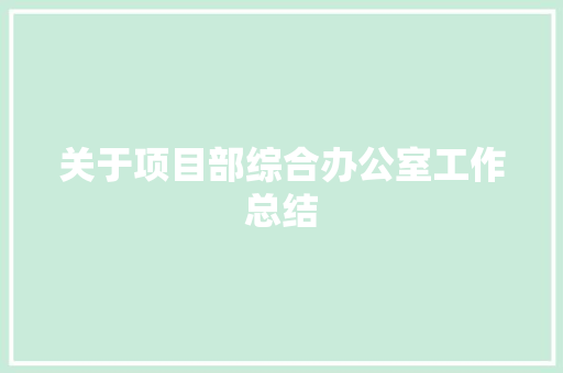 关于项目部综合办公室工作总结