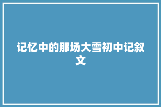 记忆中的那场大雪初中记叙文