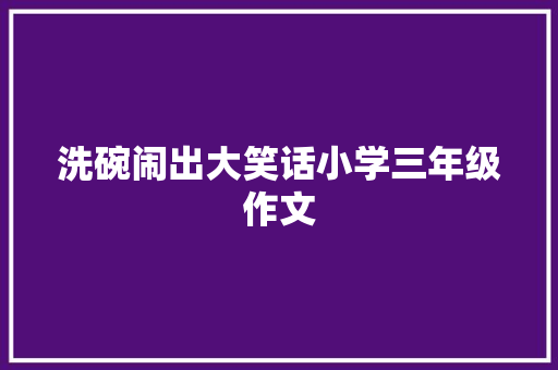 洗碗闹出大笑话小学三年级作文