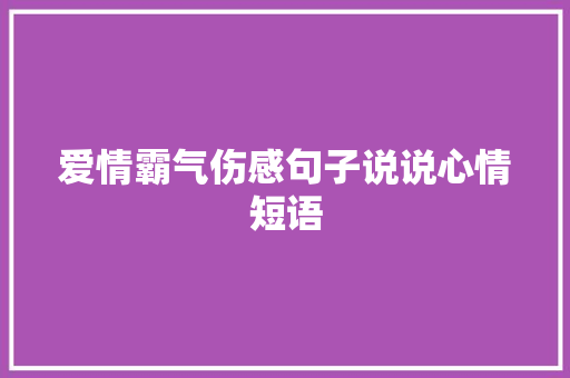 爱情霸气伤感句子说说心情短语