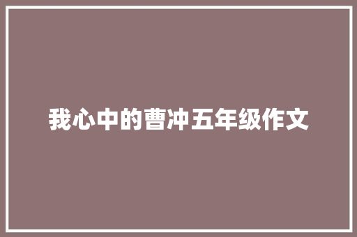 我心中的曹冲五年级作文