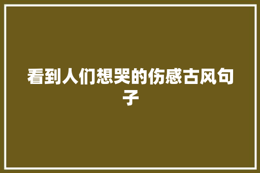 看到人们想哭的伤感古风句子