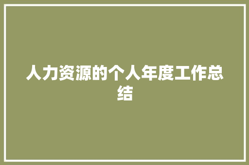 人力资源的个人年度工作总结