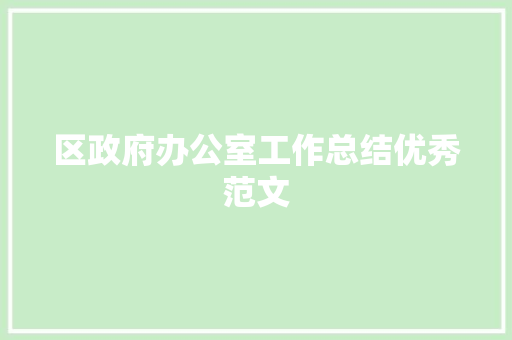 区政府办公室工作总结优秀范文