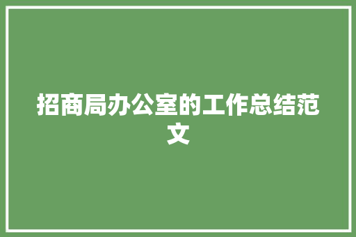 招商局办公室的工作总结范文