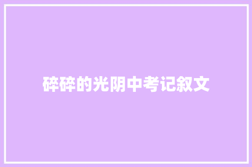 碎碎的光阴中考记叙文