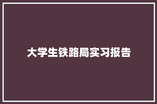 大学生铁路局实习报告