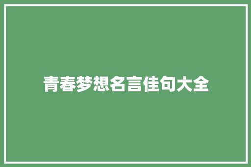 青春梦想名言佳句大全