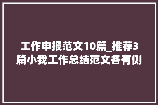 工作申报范文10篇_推荐3篇小我工作总结范文各有侧重各具特色异常值得借鉴