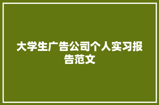 大学生广告公司个人实习报告范文