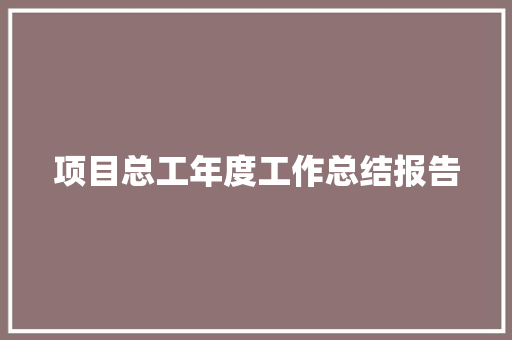 项目总工年度工作总结报告 学术范文