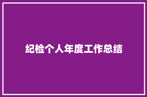 纪检个人年度工作总结