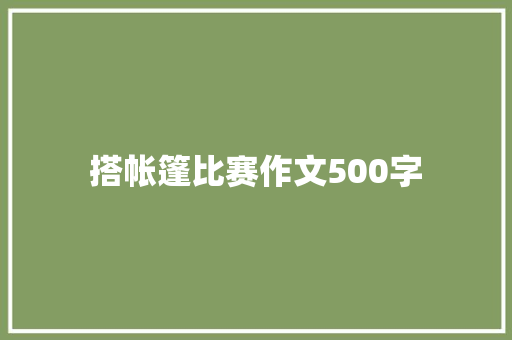 搭帐篷比赛作文500字