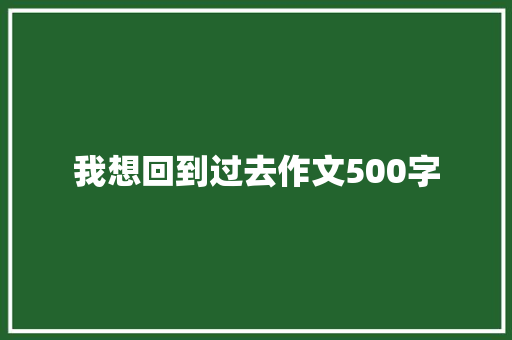 我想回到过去作文500字