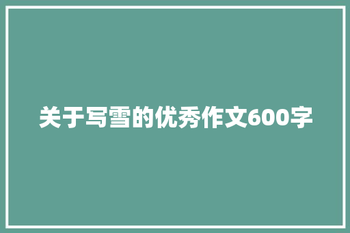 关于写雪的优秀作文600字