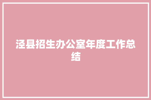 泾县招生办公室年度工作总结