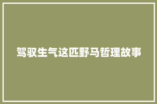 驾驭生气这匹野马哲理故事