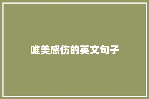 唯美感伤的英文句子