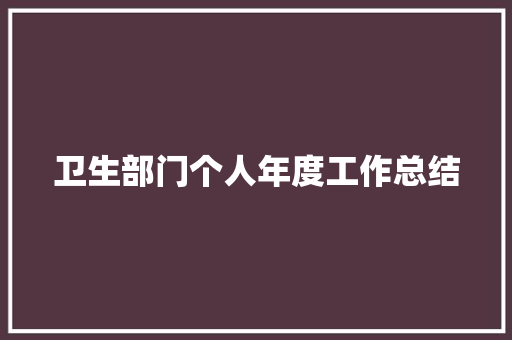 卫生部门个人年度工作总结