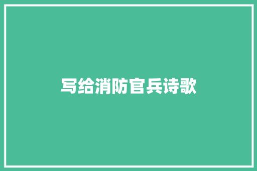 写给消防官兵诗歌