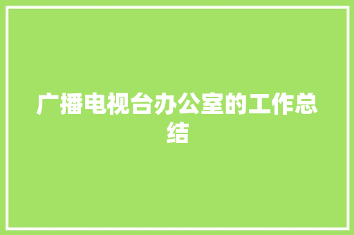 广播电视台办公室的工作总结