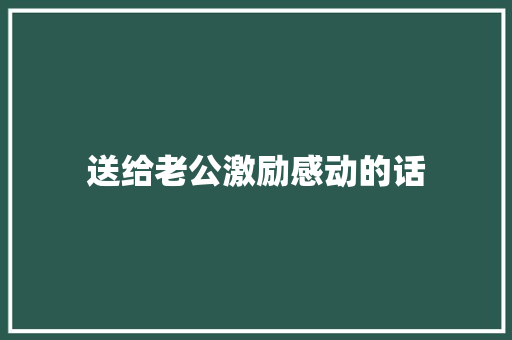 送给老公激励感动的话