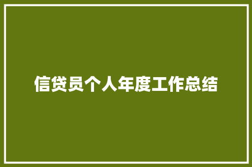 信贷员个人年度工作总结