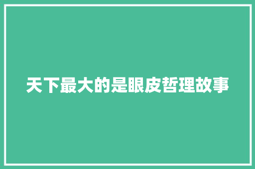 天下最大的是眼皮哲理故事