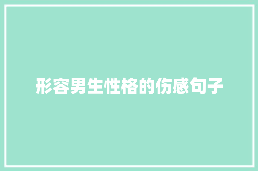 形容男生性格的伤感句子