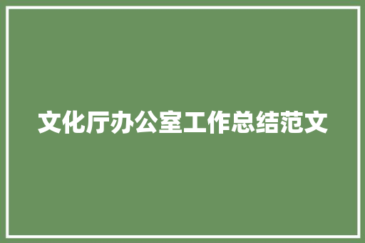 文化厅办公室工作总结范文