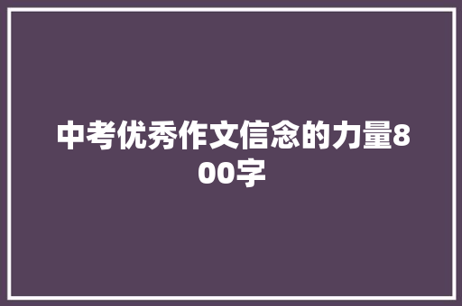 中考优秀作文信念的力量800字