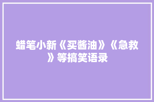 蜡笔小新《买酱油》《急救》等搞笑语录