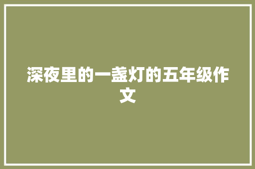 深夜里的一盏灯的五年级作文